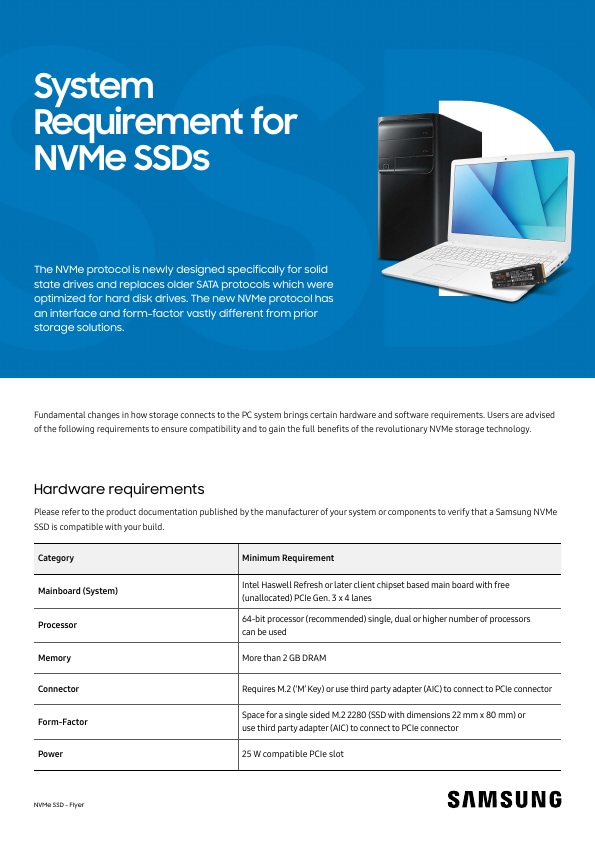 System Requirement for NVMe SSDs