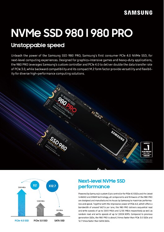 980 PCIe® 3.0 NVMe® Gaming SSD 1TB Memory & Storage - MZ-V8V1T0B/AM