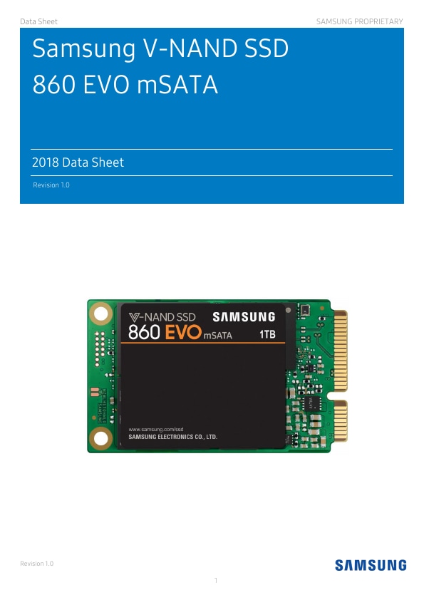 860 EVO Data Sheet (mSATA)