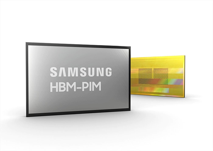 HBM-PIM 芯片正面和背面图像。
