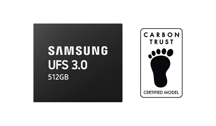三星 512GB UFS 3.0 内存获得碳足迹认证
