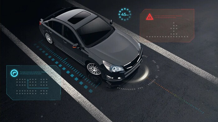 具有自动驾驶汽车基础组件的半导体解决方案的说明性图像。