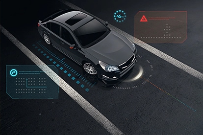 具有自动驾驶汽车基础组件的半导体解决方案的说明性图像。