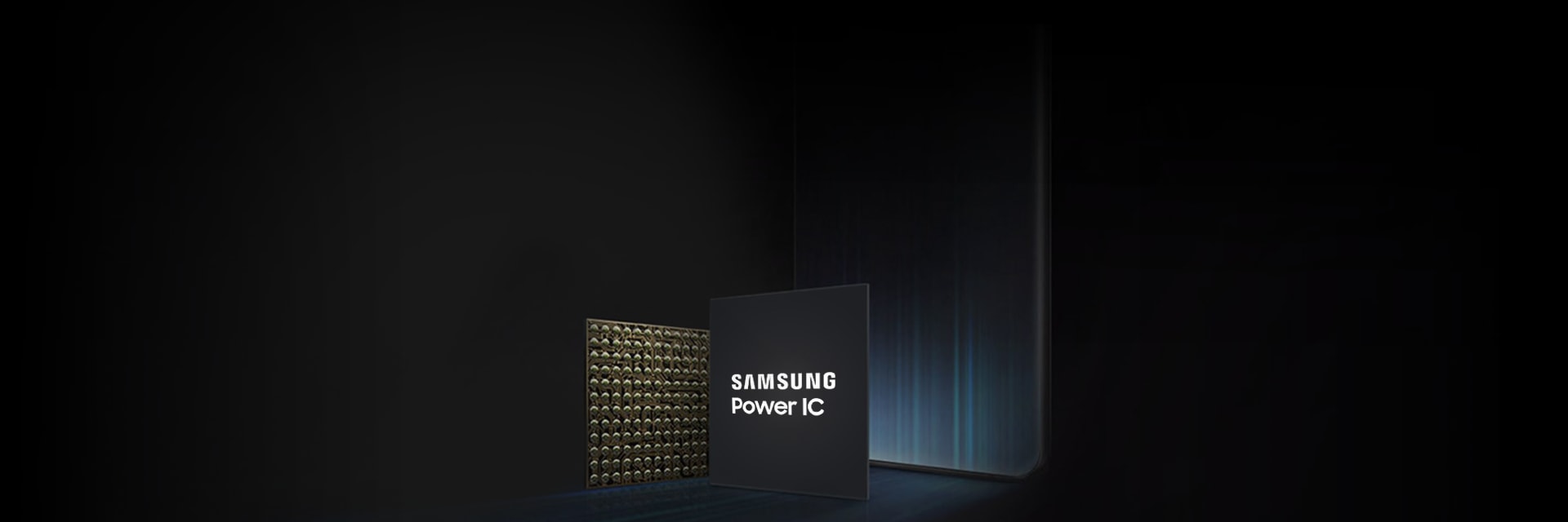 An illustrative image of Samsung Power IC against an image of a smartphone.