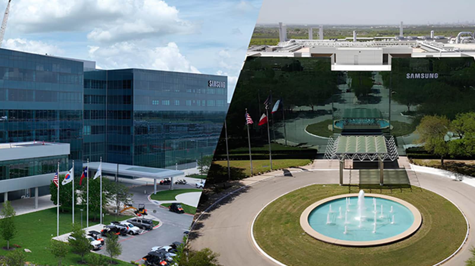 Samsung Austin Semiconductor’s Taylor campus, left, and Austin campus.