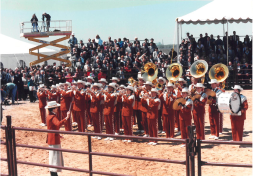 The University of Texas Longhorn Band performing at the Samsung Austin Semiconductor groundbreaking ceremony.