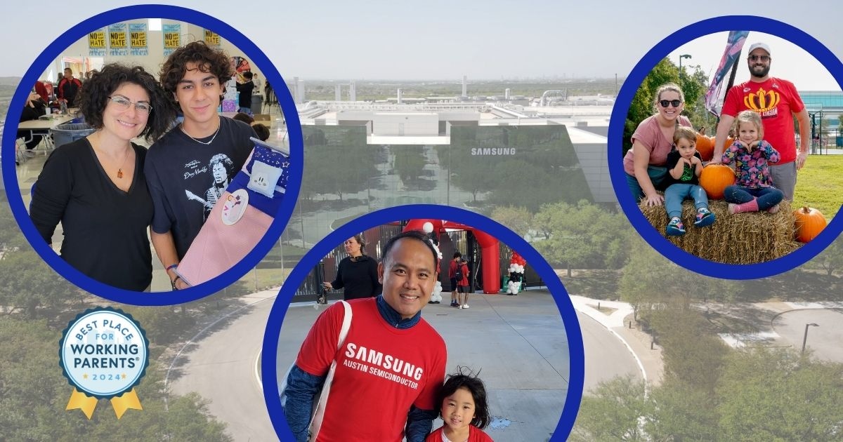 Employees with their families at Samsung Austin Semiconductor events