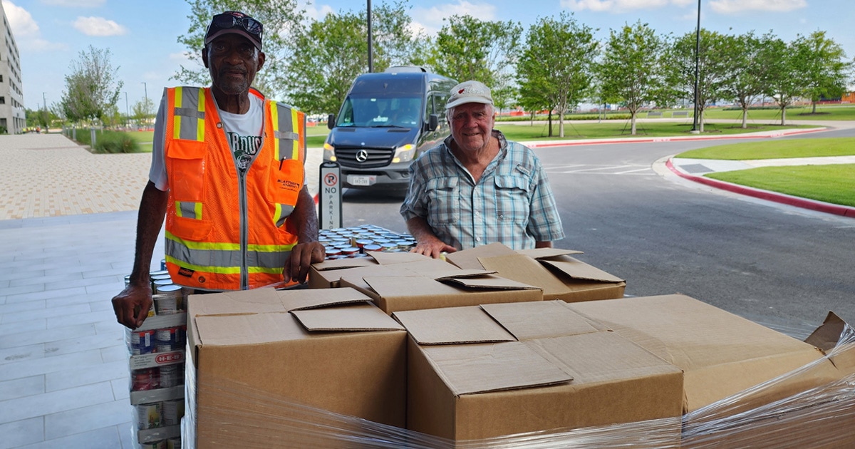Shepherd's Heart picking up the donated food items from Canville.