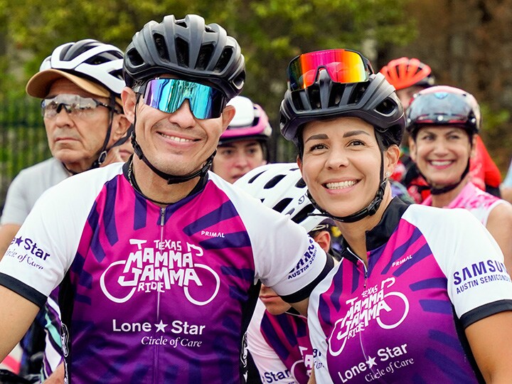 Hawk, left, and Leonor ‘Leo’ Harris at the 2023 Texas Mamma Jamma Ride. 