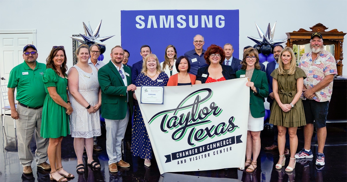 The Greater Taylor Chamber of Commerce presented Samsung Austin Semiconductor with the Business of the Month award.
