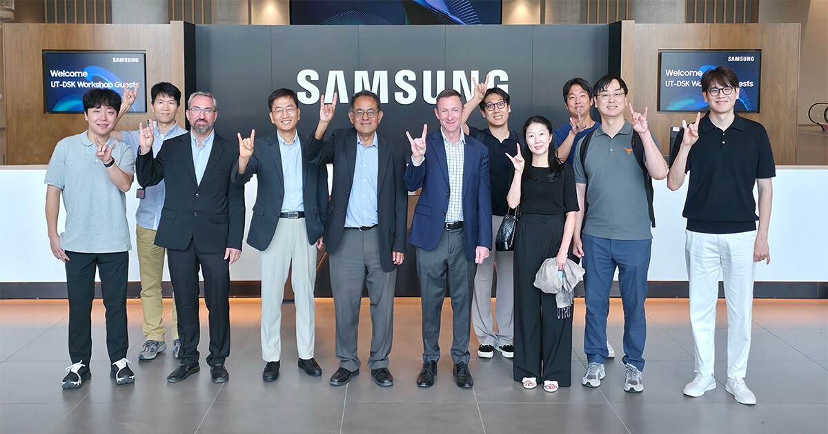 UT Austin professors from the MSSE program and their students join us at a workshop at Samsung Austin Semiconductor’s Taylor campus in July 2026.