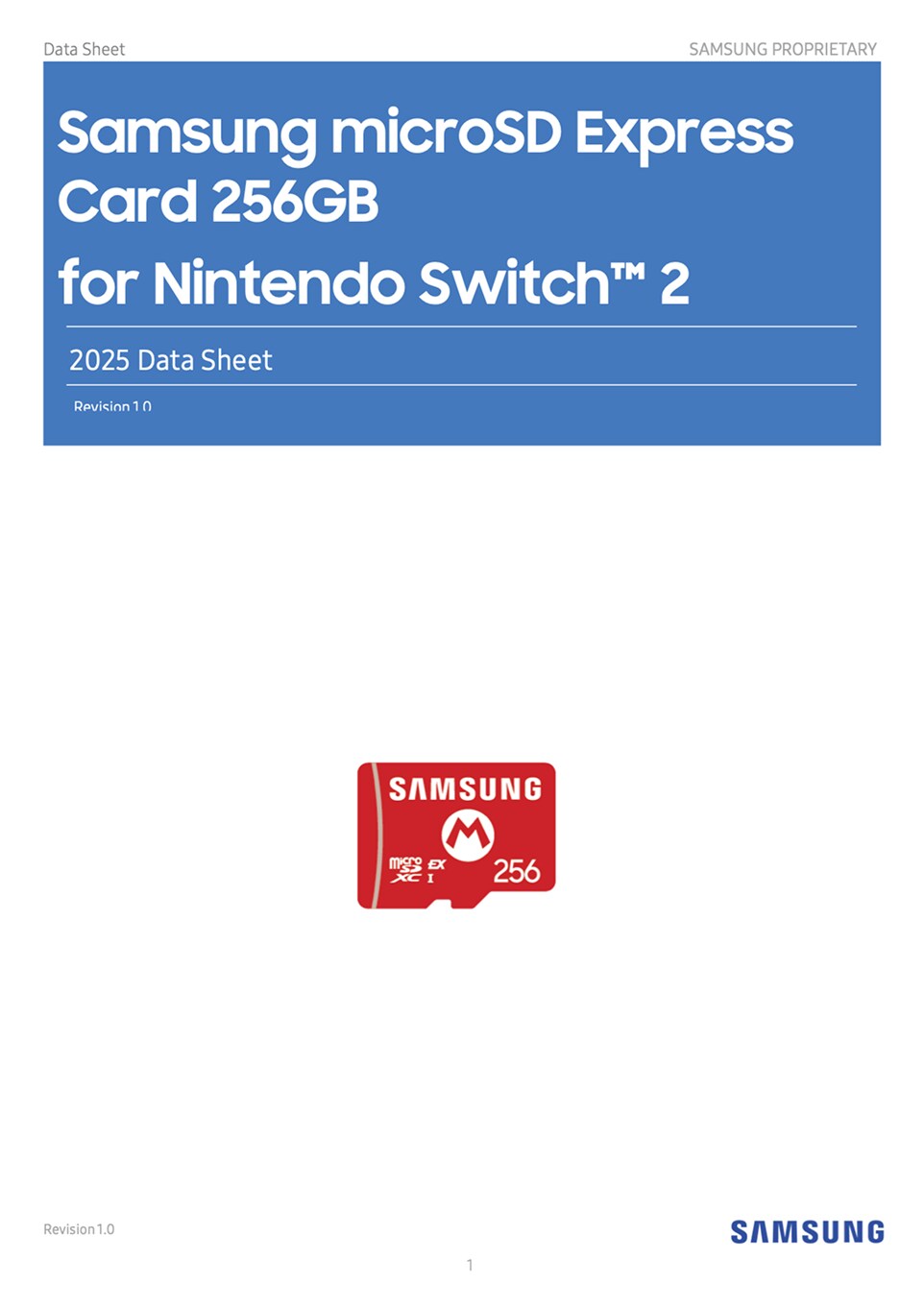 microSD Express Card for Nintendo Switch™ 2 Data Sheet