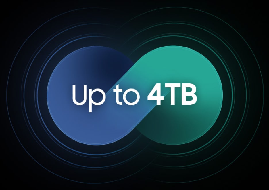 It says "Up to 4TB" inside two connected circles.