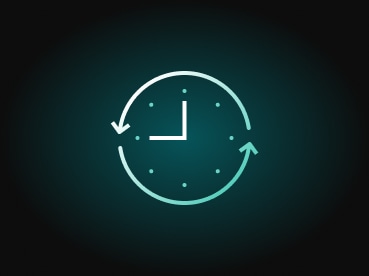 A glowing clock icon