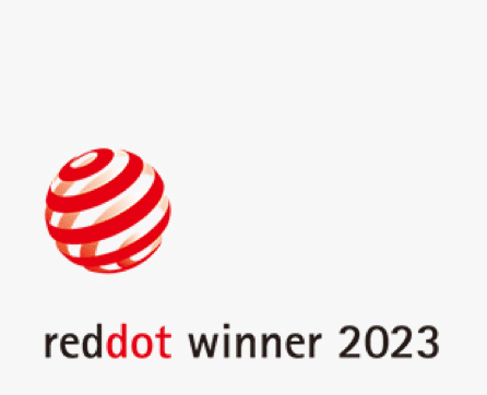 The logo for Red Dot Design Award Winner 2023 for the T7 Shield Portable SSD.