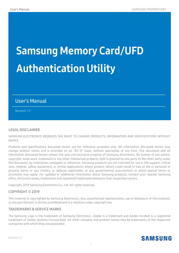 Samsung Card-UFD Authentication Utility Manual 