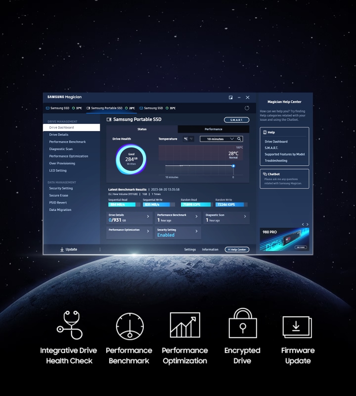 Samsung Semiconductor Portable SSD T7 Shield management software