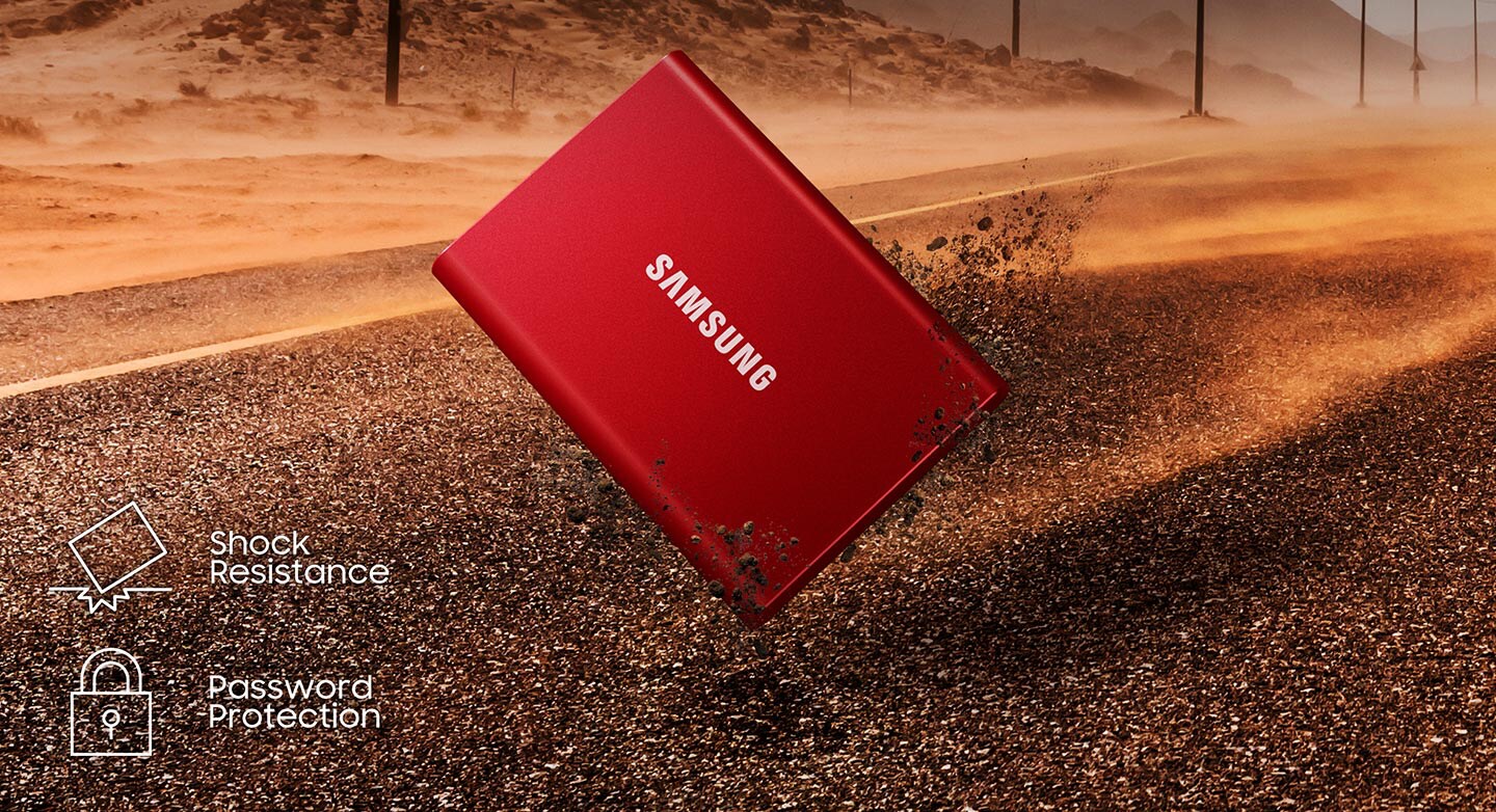 Disque dur SSD externe SAMSUNG Pack T7 2To bleu + Etui Samsung en  multicolore