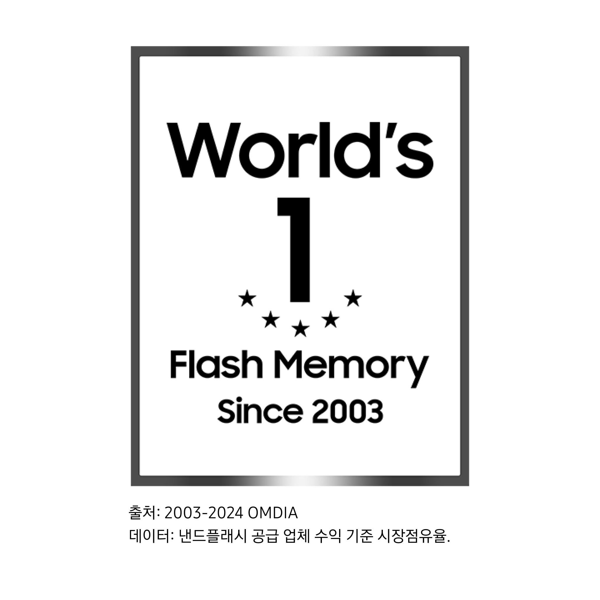 '2003년부터 세계 1위 플래시 메모리'라는 문구가 새겨진 엠블럼