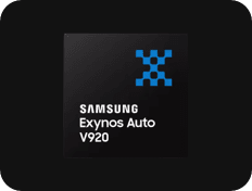 Samsung Electronics' Exynos Auto V920 is on display.