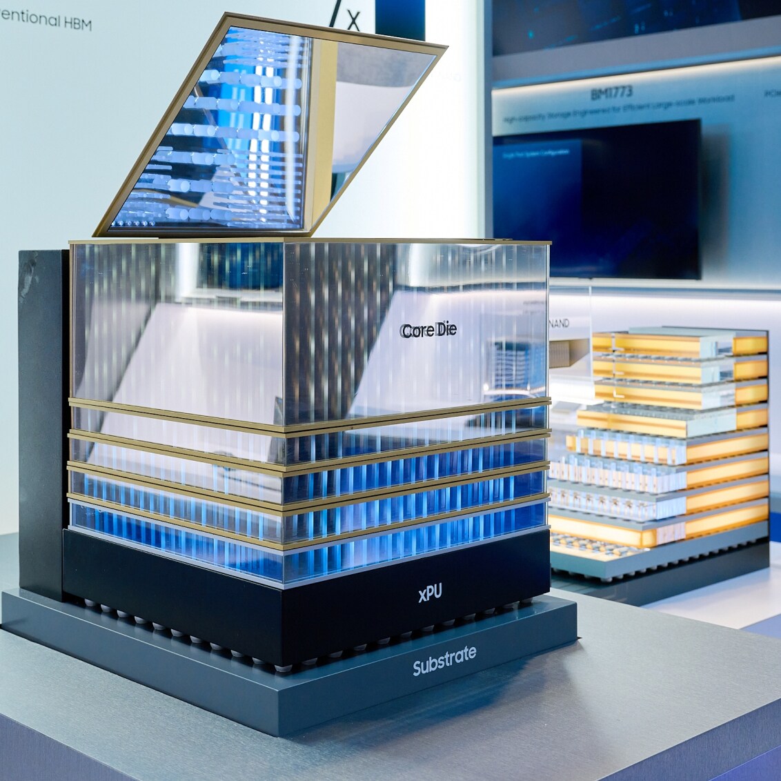 Samsung Semiconductor highlight mock-ups showcasing next-generation memory technologies at FMS 2026