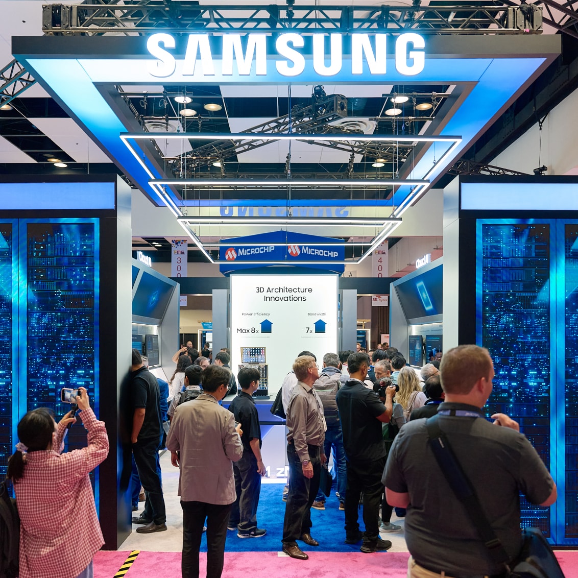 Visitors exploring the Samsung Semiconductor booth at FMS 2026
