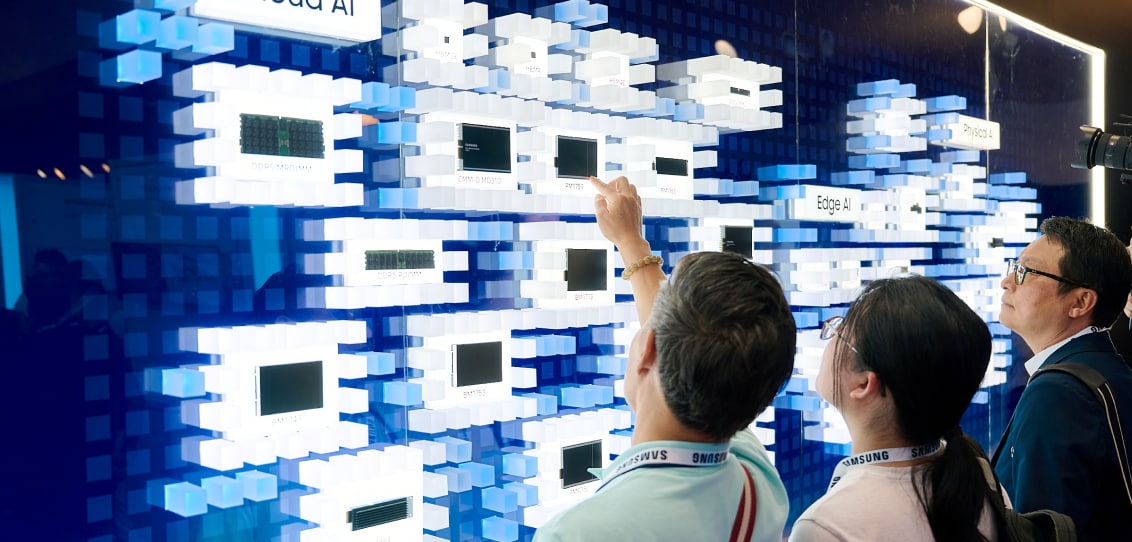 Visitors exploring the Samsung Semiconductor booth at FMS 2026