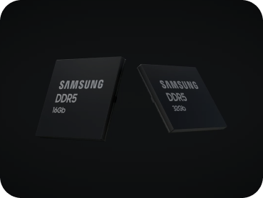 Two Samsung DDR5 RAM modules, one with 16GB and the other with 32GB capacity