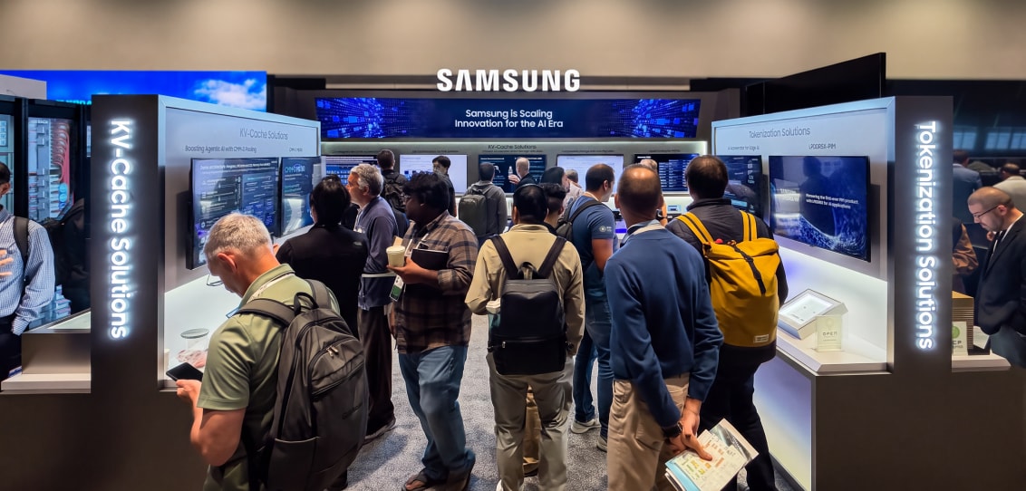Visitors exploring the Samsung Semiconductor booth at OCP Global Summit 2026