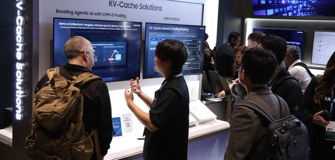 Visitors exploring the Samsung Semiconductor booth at OCP Global Summit 2026