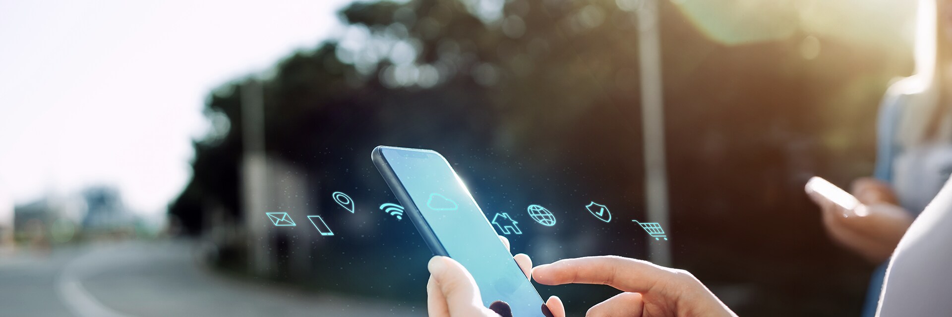 Illustration of a person's hand using a mobile device