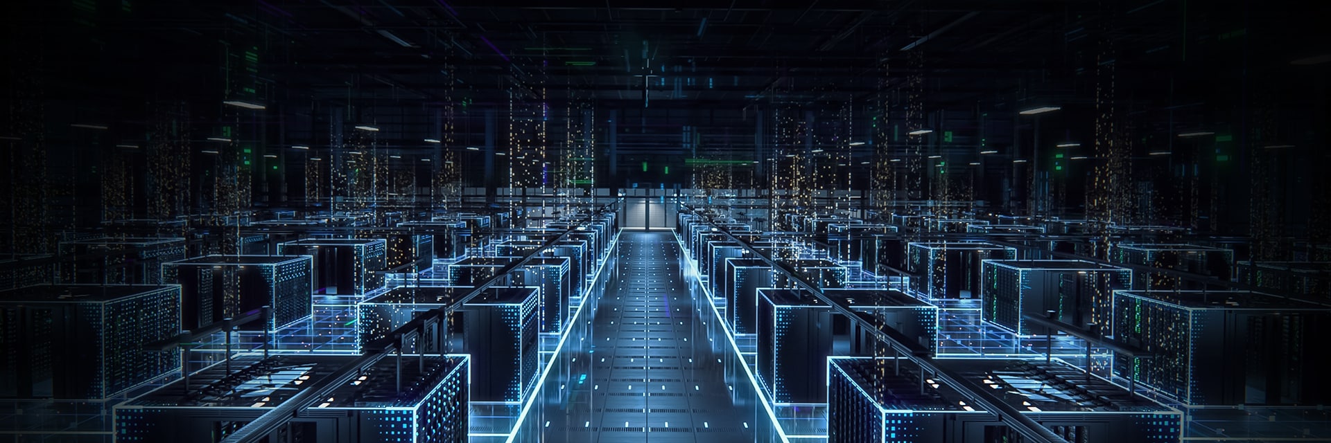 An illustrative image of a person in a server room.