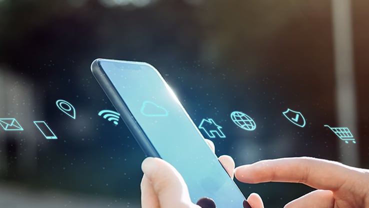 Illustration of a person's hand using a mobile device
