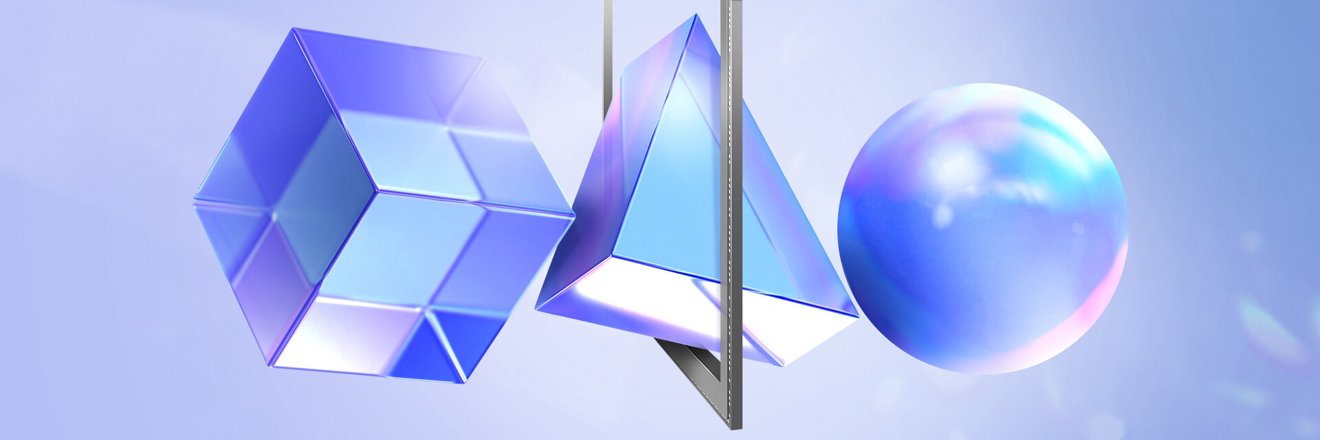 Promotional graphic for ISOCELL JN5 Mobile Image Sensor, with a phrase 'Take your pic', featuring a cube, a pyramid, and a sphere in a blue and purple color scheme.