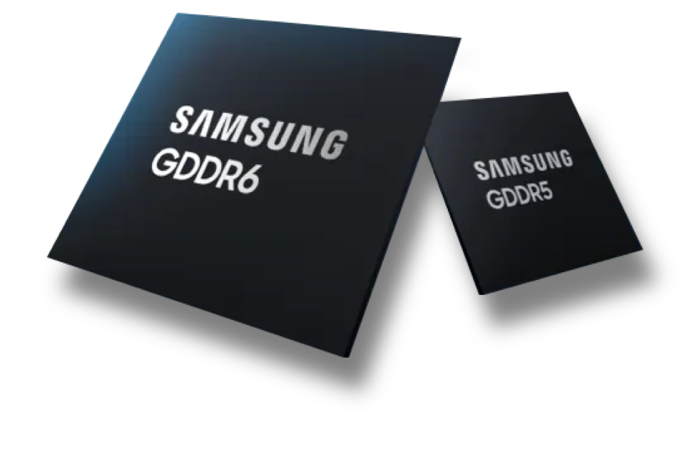 삼성 GDDR6 및 GDDR5 제품들 이미지