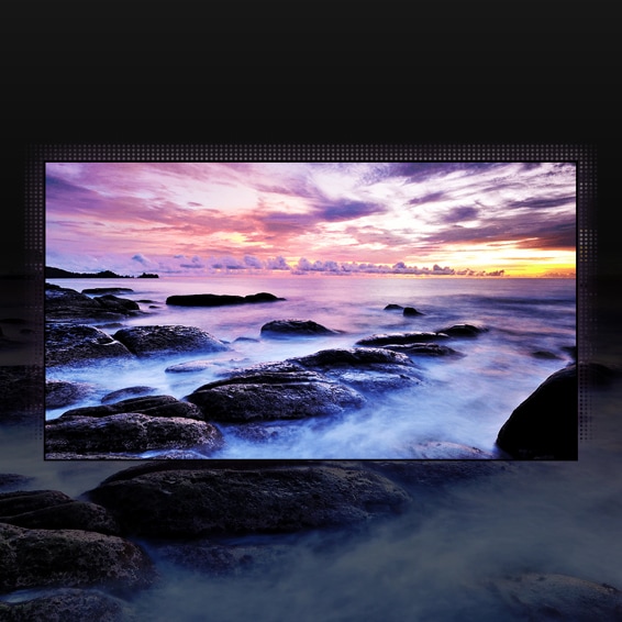 屏幕上显示海洋照片的电视的示意图。