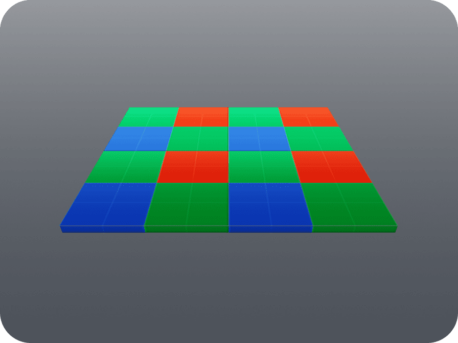 4 つのピクセルを 1 つの大きなピクセルに並べ替えた 2 x 2 モードです。