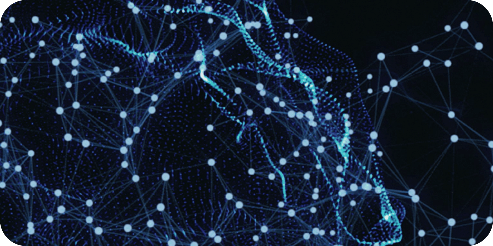An illustrative image of an artificial neural network, dots connected with lines. 