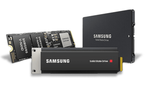 Product images of Samsung data center SSDs