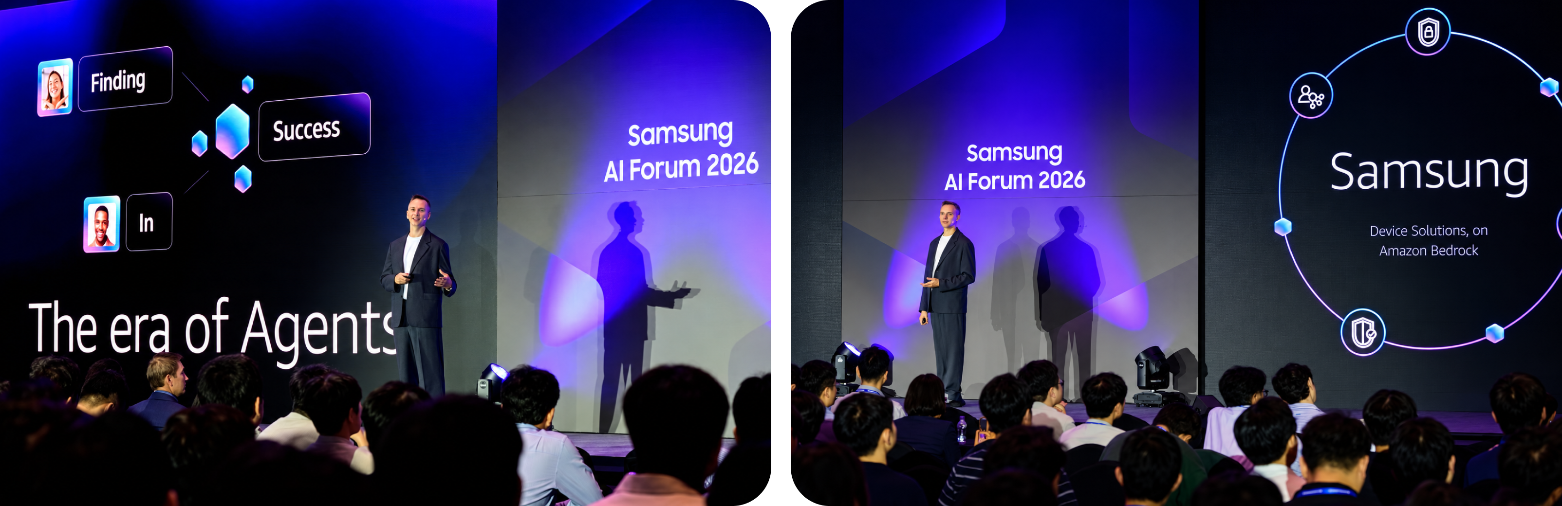 무대에서 AI 에이전트를 주제로 발표하는 David Green AI Technology Leader