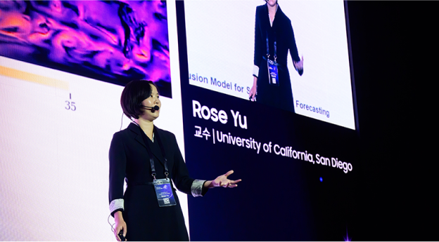 ‘삼성 AI 연구자상’에서 수상작을 발표 중인 로즈 유(Rose Yu) 샌디에이고 캘리포니아대학교 교수