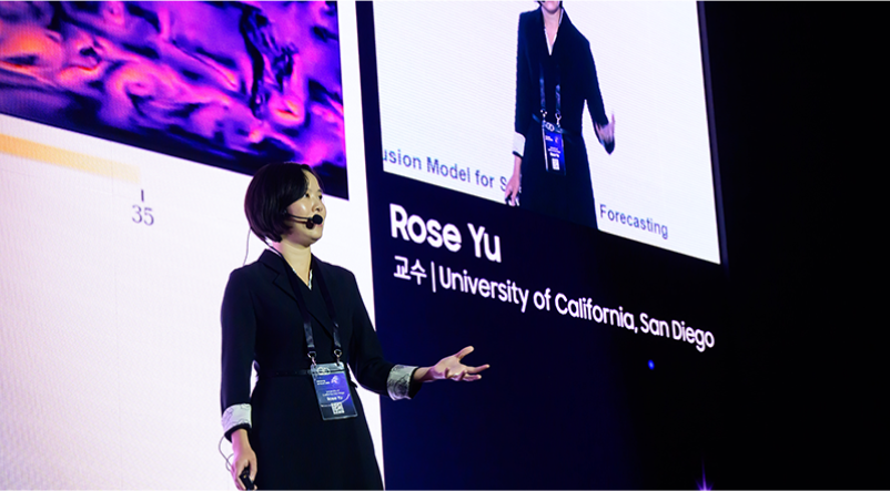 ‘삼성 AI 연구자상’에서 수상작을 발표 중인 로즈 유(Rose Yu) 샌디에이고 캘리포니아대학교 교수