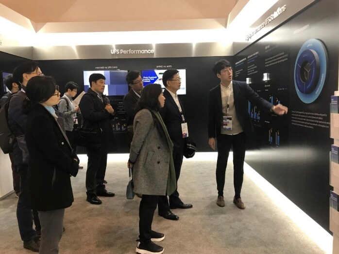 Samsung Semiconductor's UFS Solutions booth with UFS Eecosystem at MWC 2018
