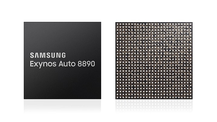 This is an image of the front and rear of the Exynos Auto 8890.