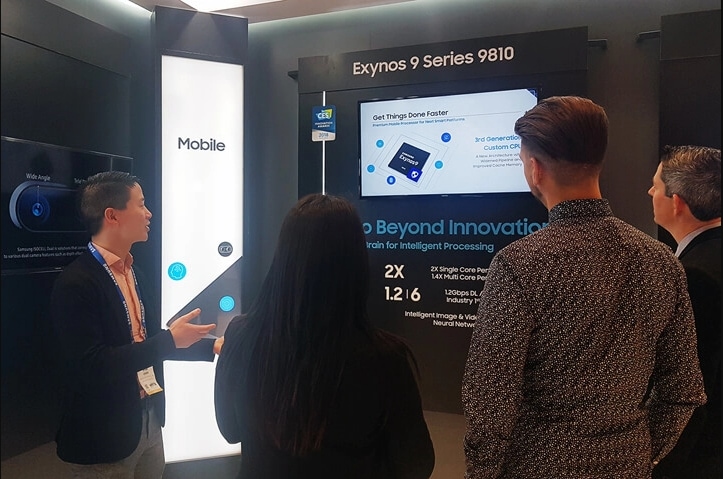 Samsung Semiconductor's mobile booth with Exynos 9 Series 9810 at CES 2018