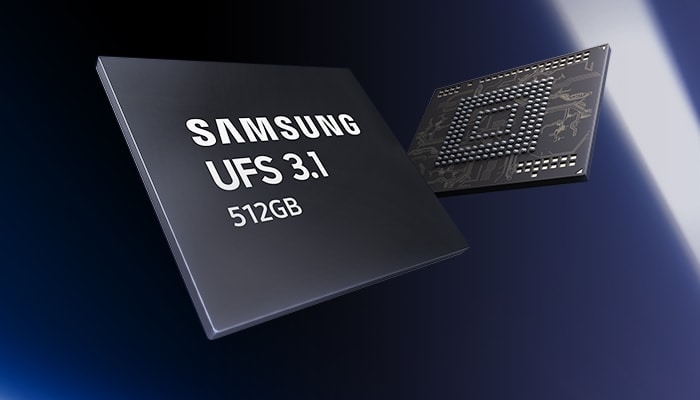  Samsung UFS 512GB Chip front and back."