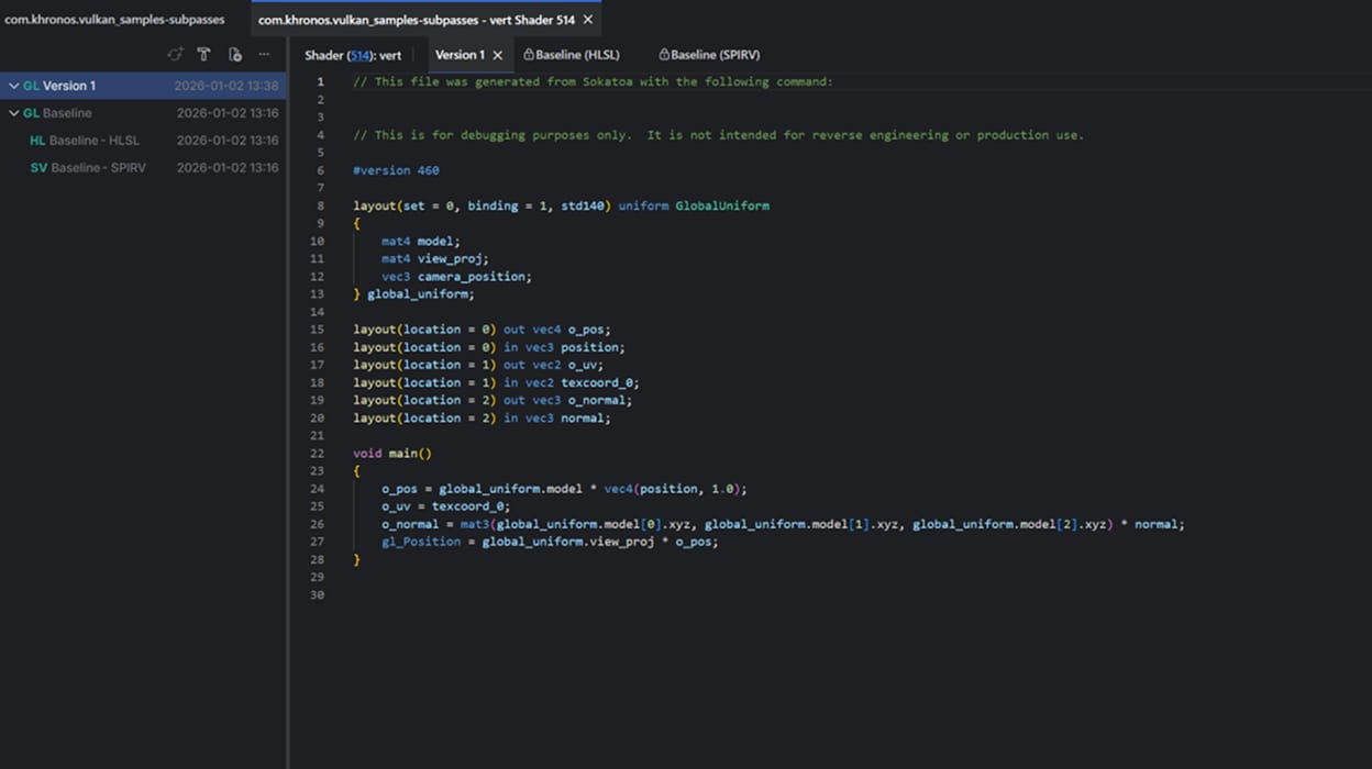 Screenshot of the shader editor