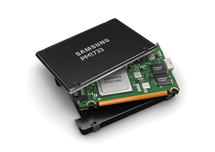 Perspective view of Samsung's Enterprise SSD PM1733.