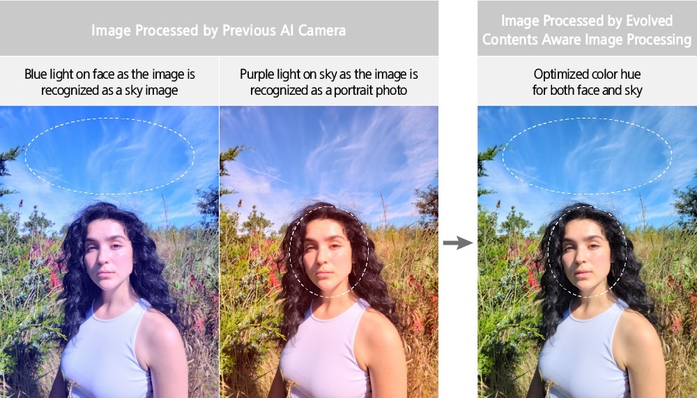 Example of Contents Aware Image Processing Using Scene Segmentation