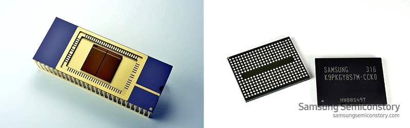 ▲ 삼성전자가 2013년 세계최초로 양산한 3D V낸드 플래시 메모리